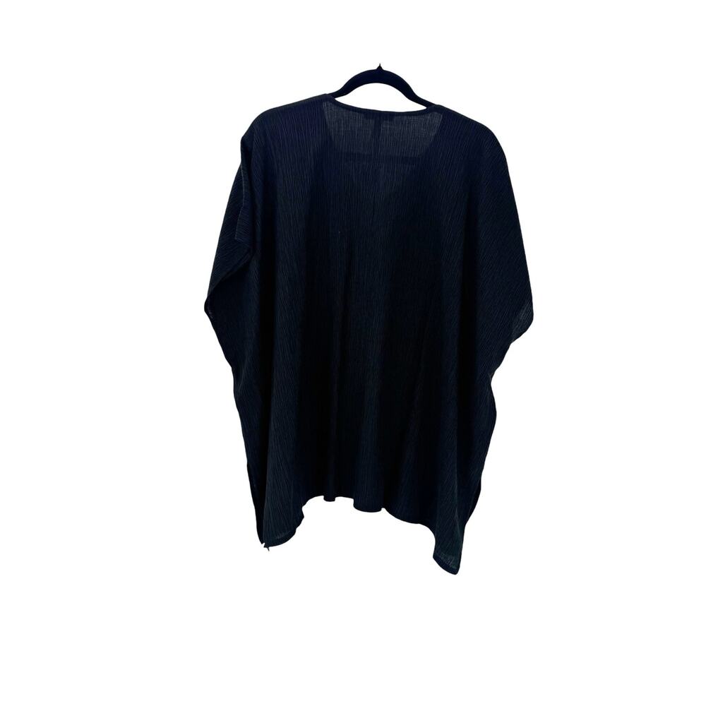 Eileen Fisher Tencel V-Neck Boxy Top Short Sleeves Black Size L NWT